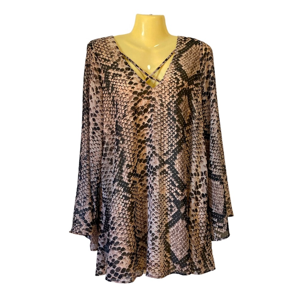Show Me Your MuMu Joni Flow Mini Dress Snake Nβ Shake Bell Sleeve Bohemian Small